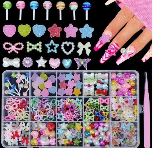 Fontenay 15 Farklı Çeşit 3D Tırnak Süsleri Tırnak Charm Nail Charms Nail Art Objeleri Tırnak Süs