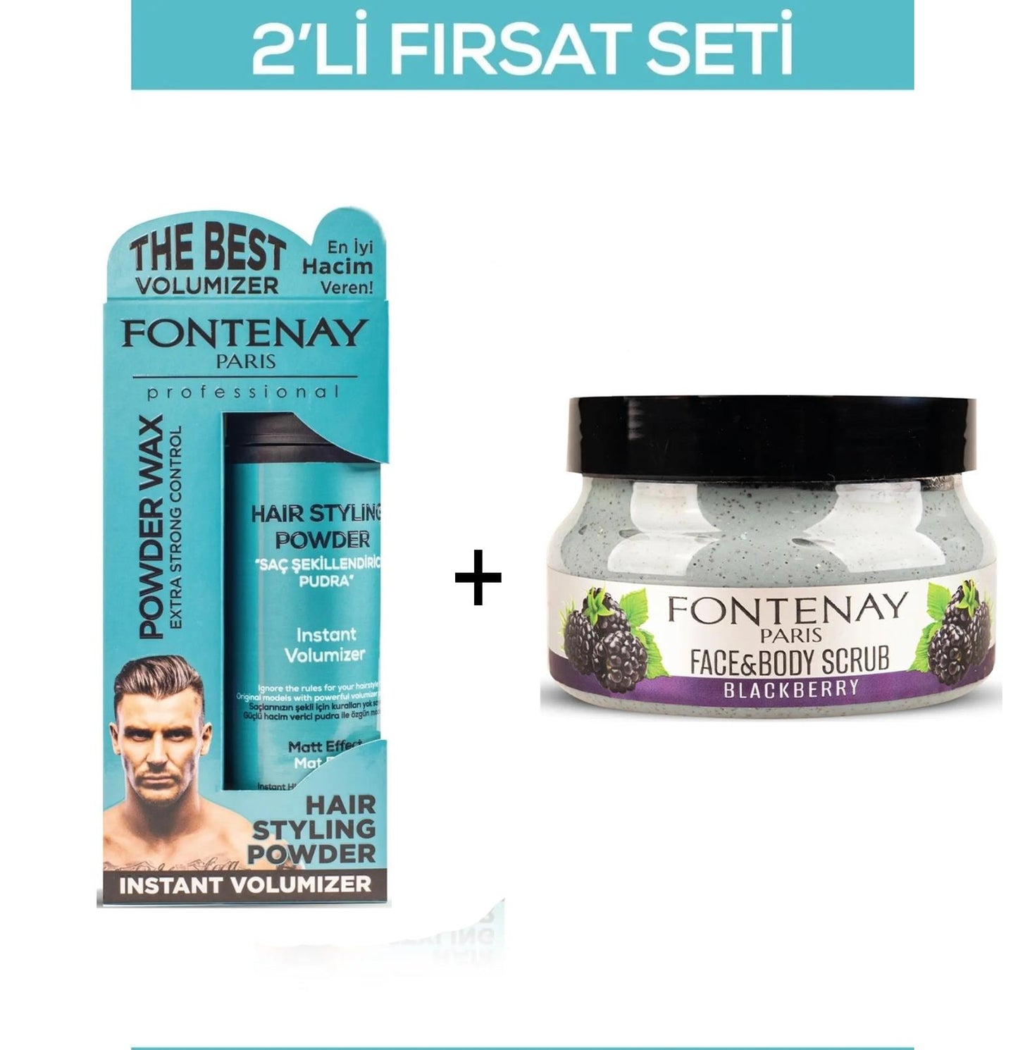 Fontenay Pudra Toz Wax Mavi 20gr + Face And Body Peeling Scrub Yüz Maskesi Böğürtlen 350ml 2'Li Set